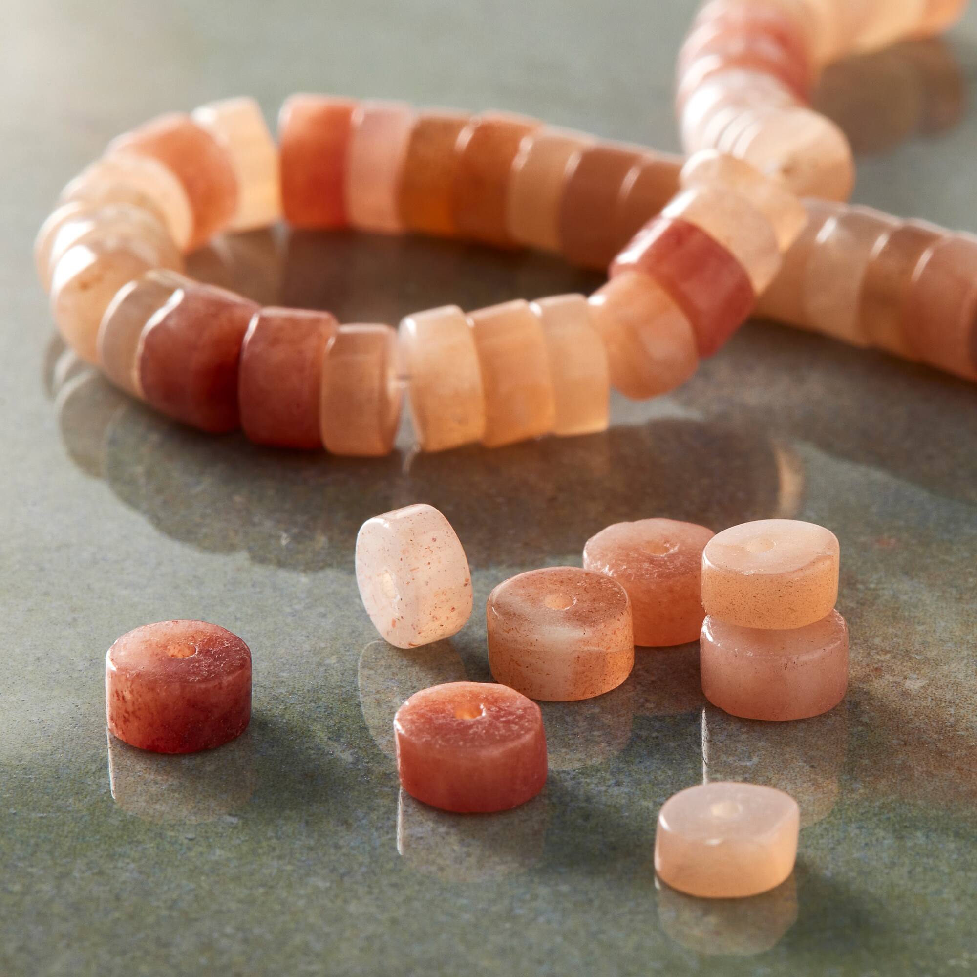Pink Heishi Sunstone Rondelle Beads, 6mm by Bead Landing™